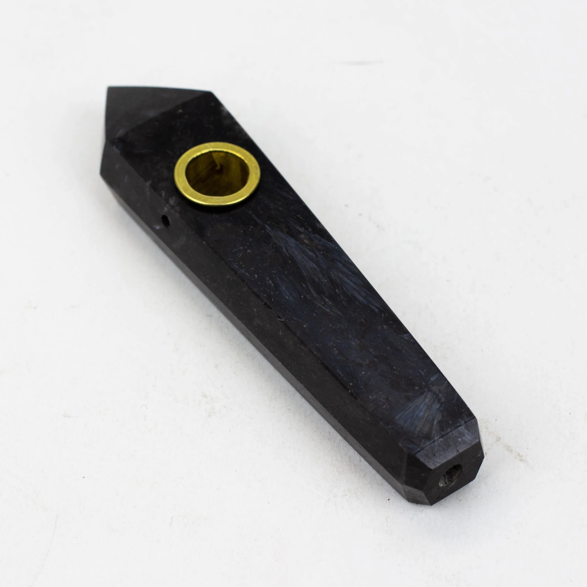 Black light Natural Fire Stone - Smoking Pipe with choke hole