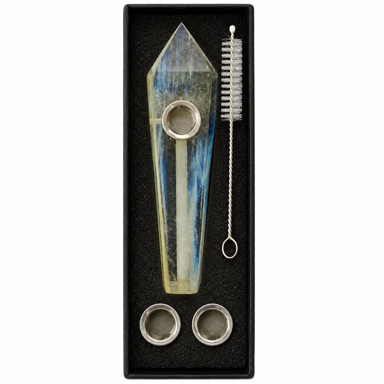 Clear with Blue and Yellow Inclusions - Quartz With Choke