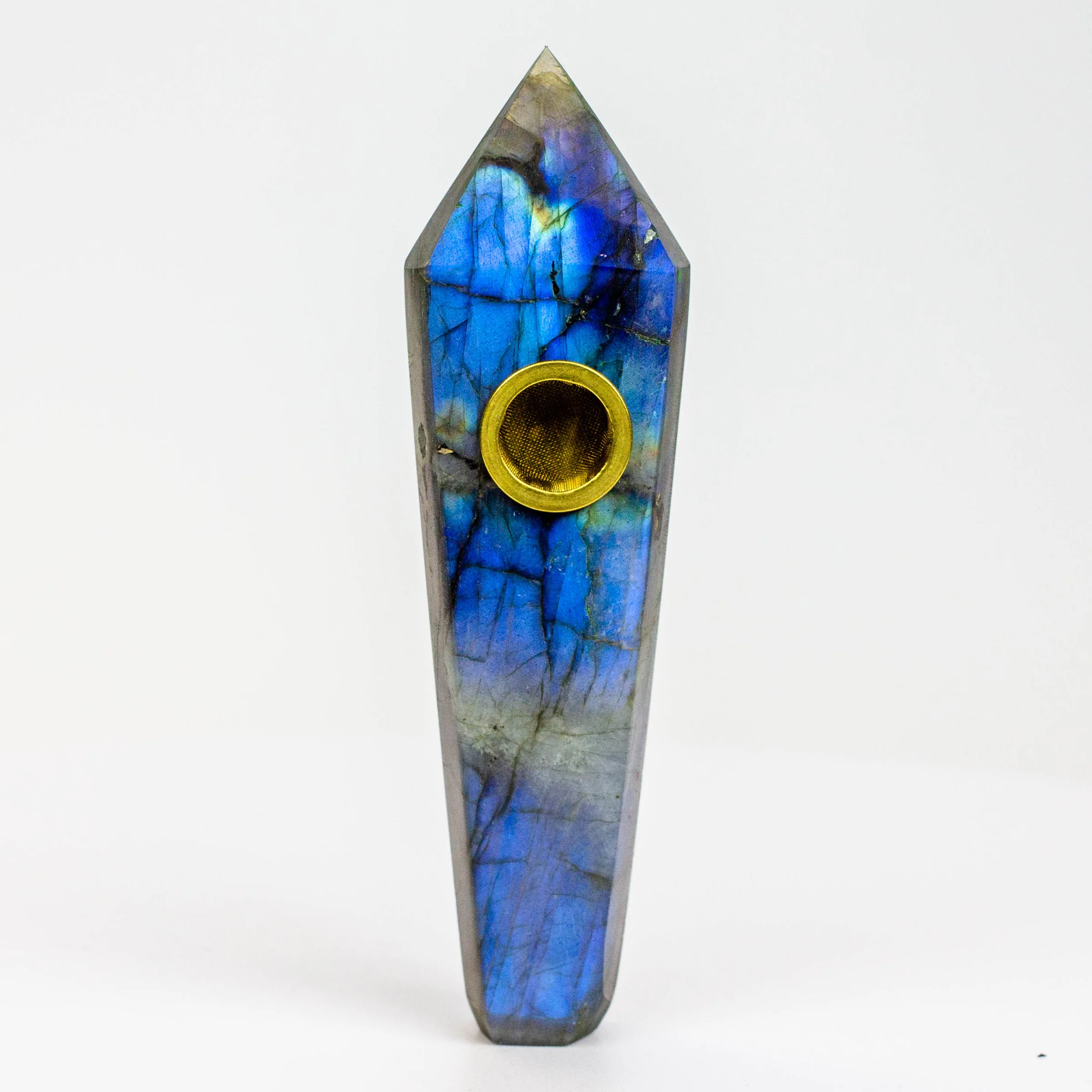 Natural Labradorite FLASH - Smoking Pipe with choke hole