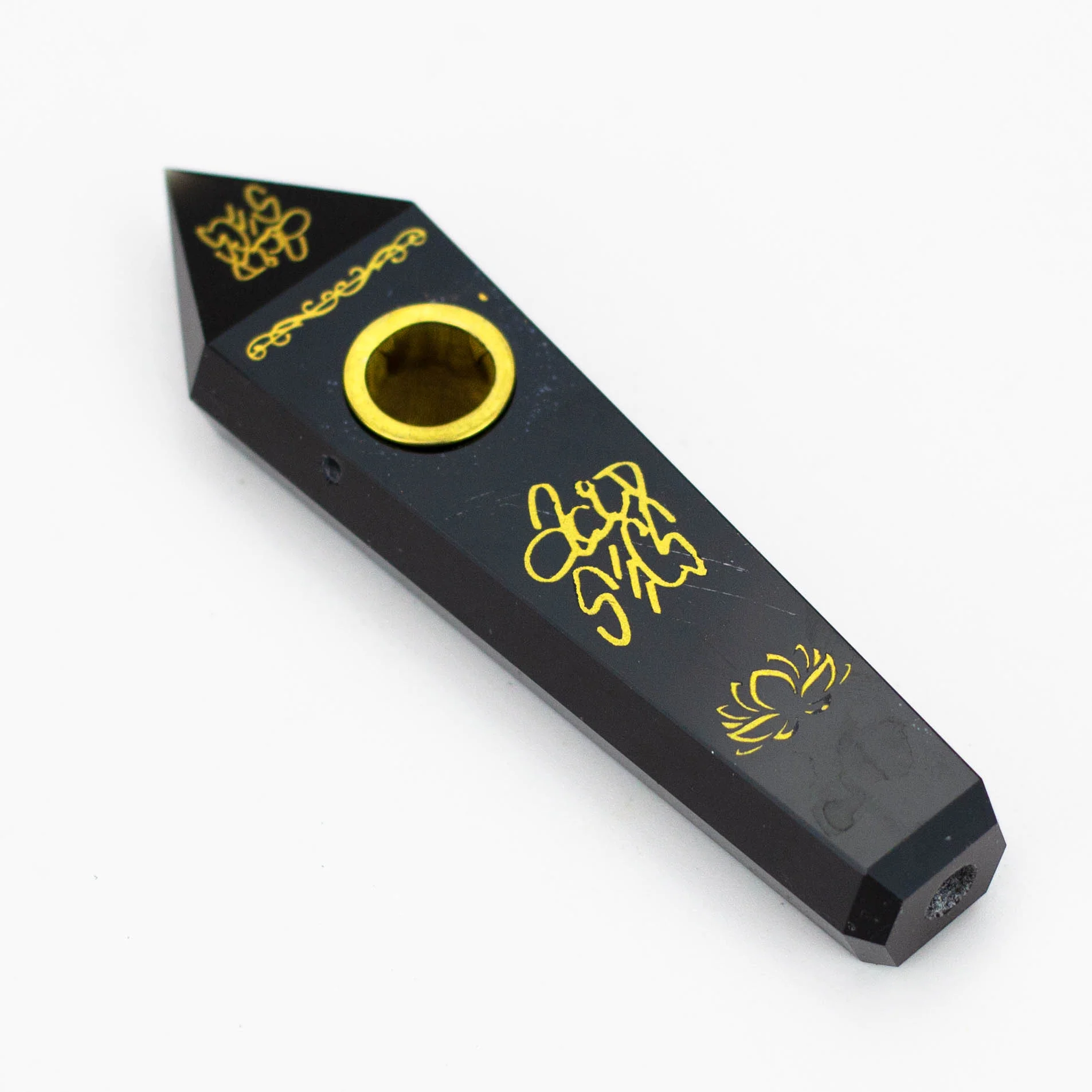 Obsidian - Custom Golden Engraving Pipe With Choke