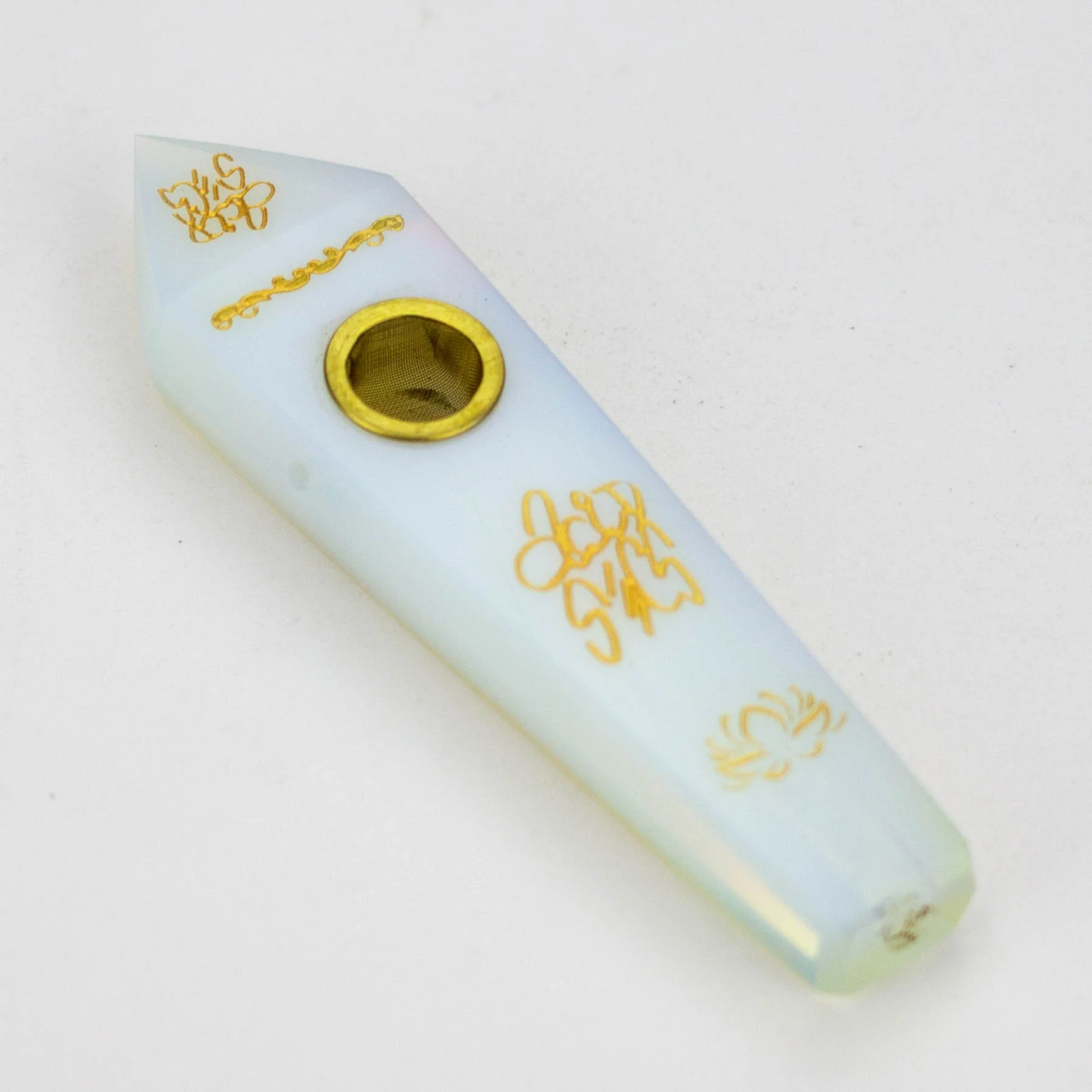 Opal - Custom Golden Engraving Pipe With Choke