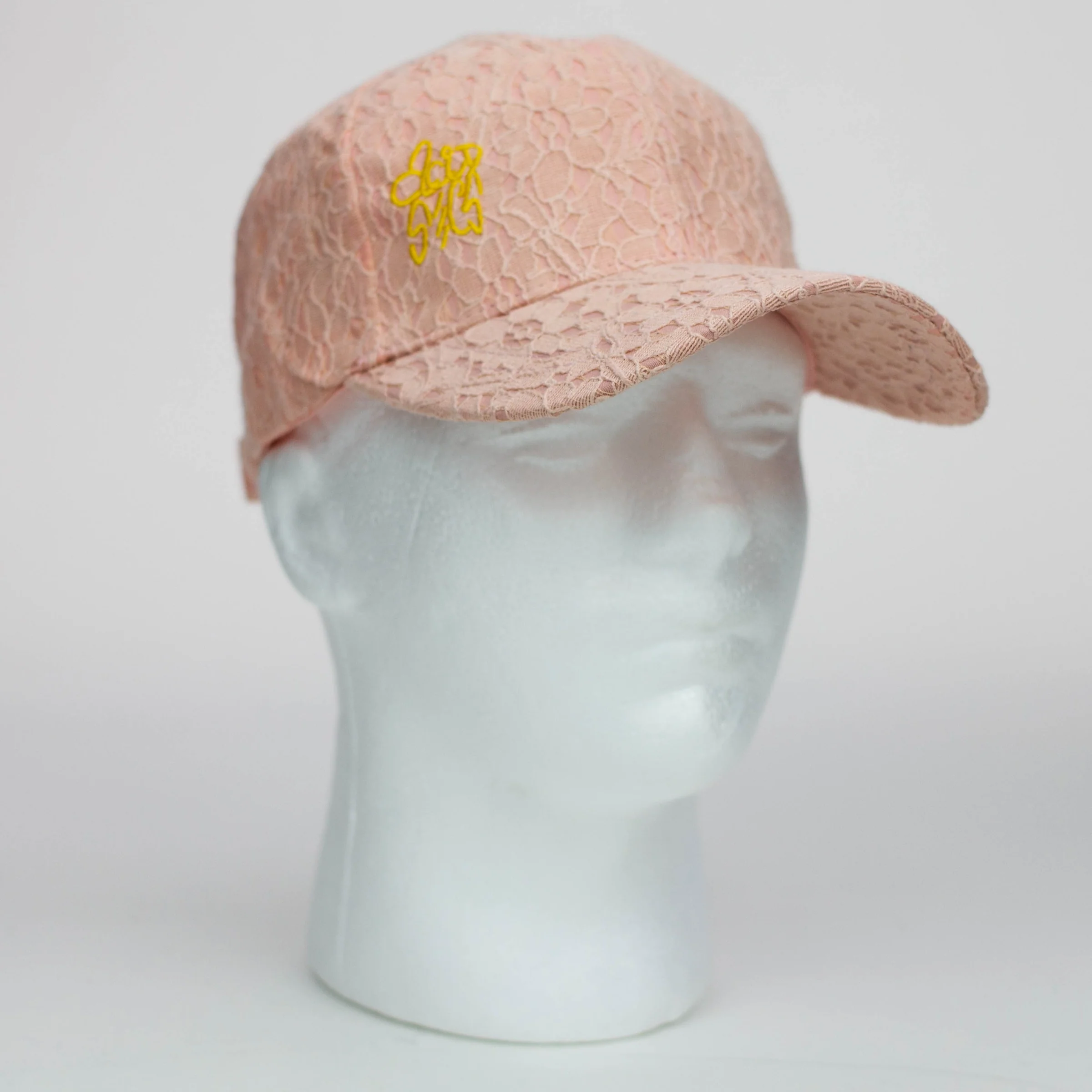 Pink - Lace Style Embroidered Adjustable Hats