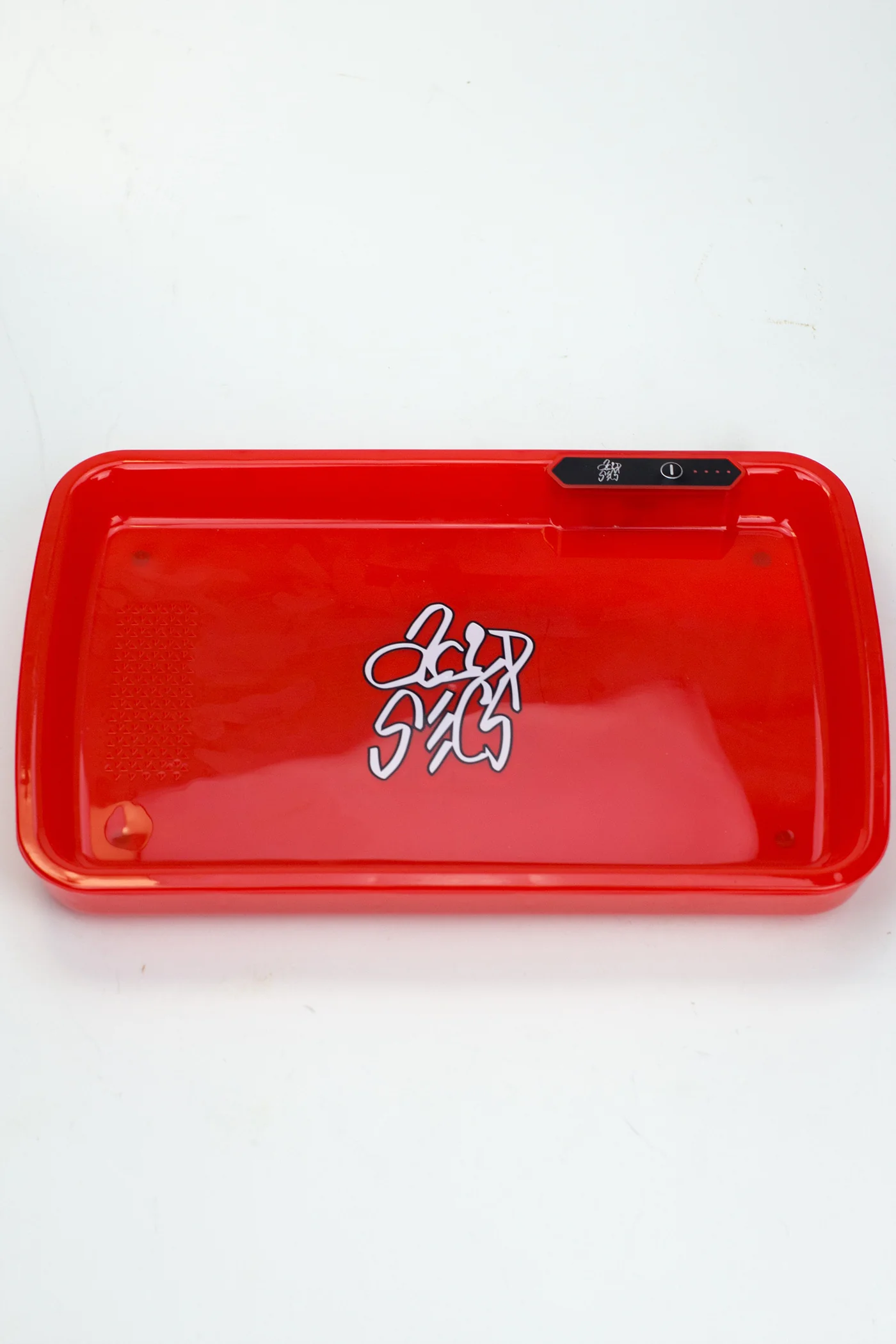 Red - LED Rolling Tray with Grinding Pad