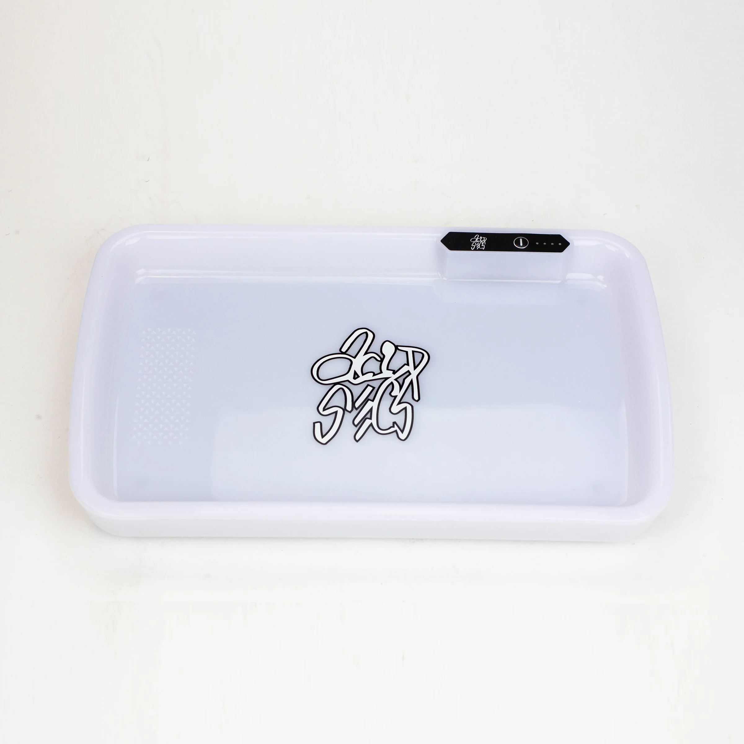 White - LED Rolling Tray with Grinding Pad