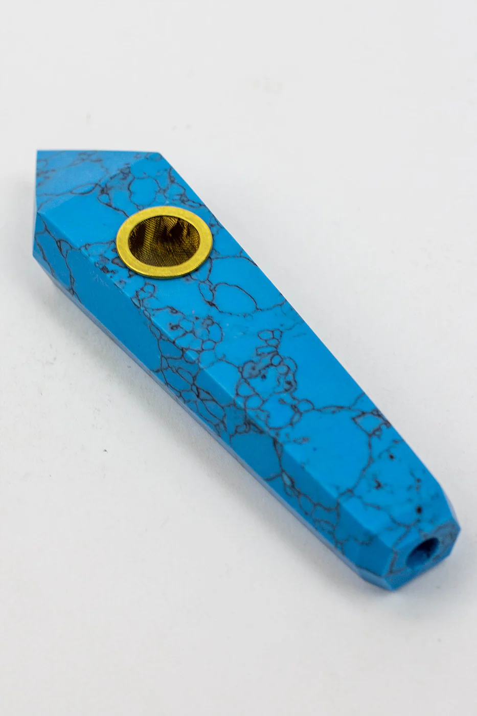 Blue Howlite - Crystal Stone Smoking Pipe No Choke Hole