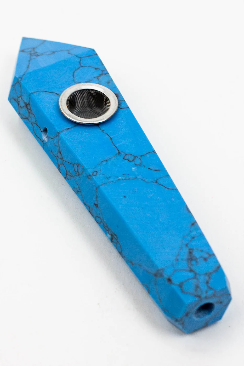 Blue Howlite - Crystal Stone Smoking Pipe With Choke Hole