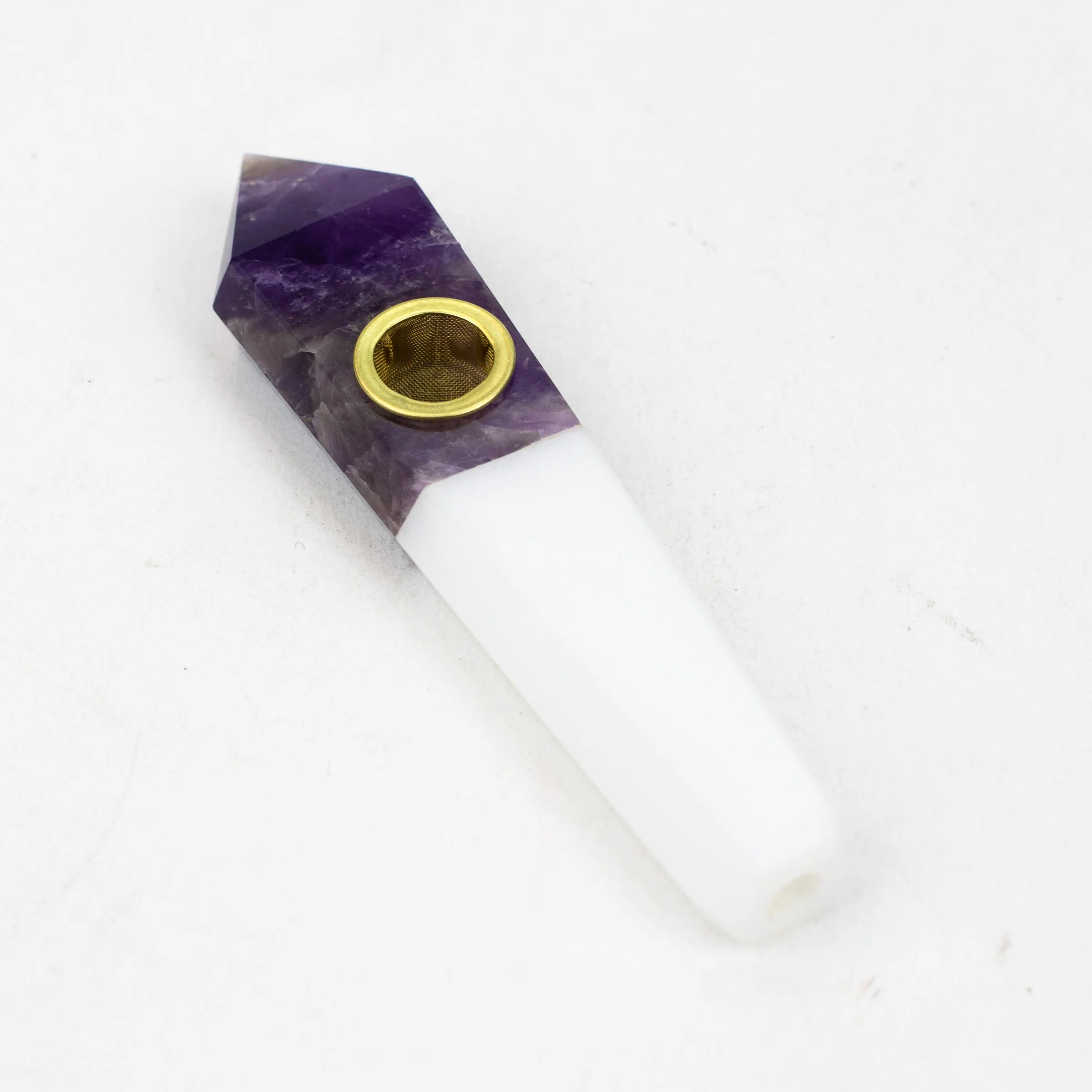 Half Dream Amethyst - Crystal Stone Smoking Pipe No Choke Hole