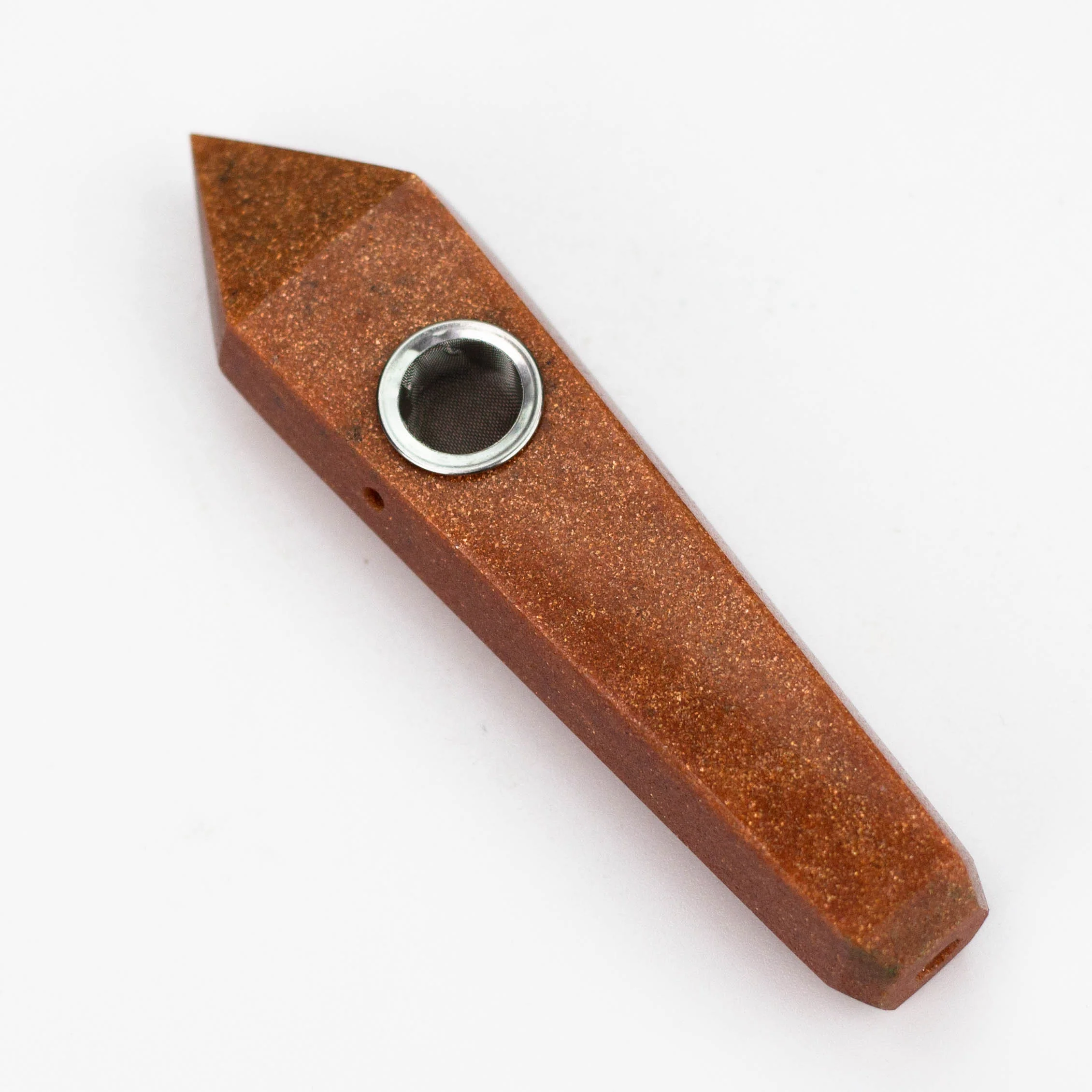 Red Golden Stone - Crystal Pipe With Choke