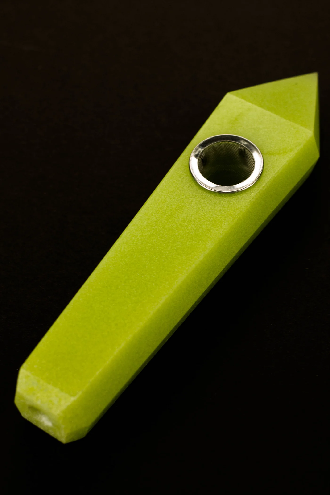 Yellow - Glow-In-The-Dark Luminous Crystal Stone Smoking Pipe No Choke